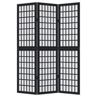 Kamerscherm met 3 panelen massief paulowniahout zwart - thumbnail
