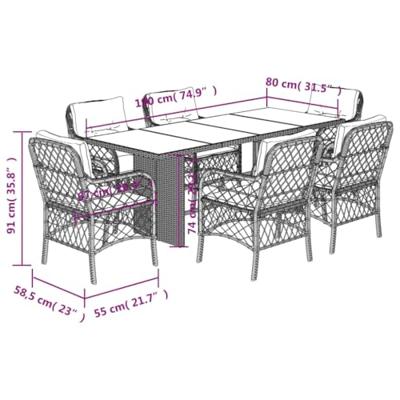 7-delige Tuinset met kussens poly rattan zwart 7-delige Tuinset met kussens poly rattan zwart