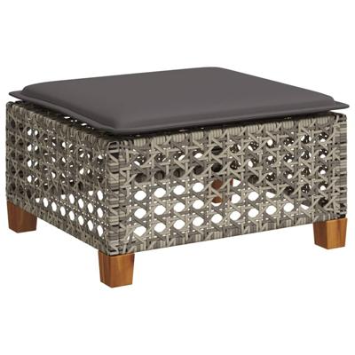 7-delige Loungeset met kussens poly rattan grijs - thumbnail