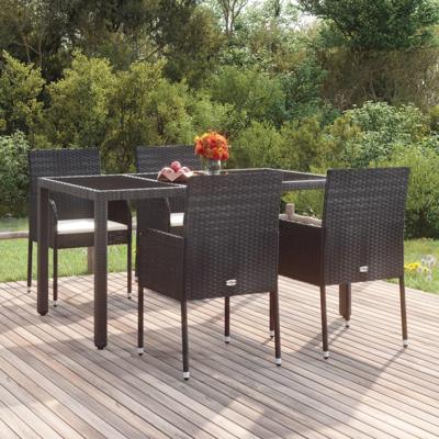 Tuinstoelen 4 st met kussens poly rattan zwart Tuinstoelen 4 st met kussens poly rattan zwart