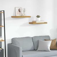 Wandplank met opslag 2 pcs Beige 50 x 23 x 4 cm Bewerkt hout - thumbnail