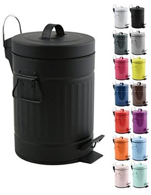 MSV badkamer|toilet pedaalemmer - zwart - 3L - 17 x 26 cm - Toilet