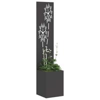 VidaXL Tuin privacy screen bloemen zwart 32 x 140 cm koudgewalst staal - thumbnail