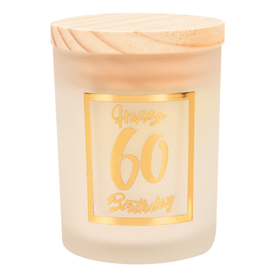 Geurkaars klein goud/wit - 60 jaar