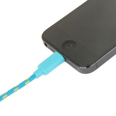 Geweven nylon stijl USB Data Transfer / laad Kabel voor iPhone 6 / 6S & 6 Plus / 6S Plus, iPhone 5 & 5S & 5C, Kabel lengte: 1 meter (blauw)