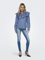 Only Onlindigo Ls Frill Dnm Shirt Qyt Noos Blouse Medium Blue Denim - thumbnail