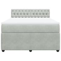 Boxspring met matras fluweel lichtgrijs 180x200 cm - thumbnail