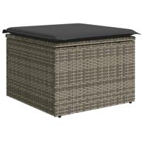 10-delige Loungeset met kussens poly rattan grijs - thumbnail