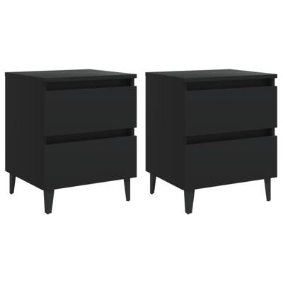 Nachtkastjes 2 st 40x35x50 cm bewerkt hout zwart