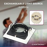 Set van 6 Durham smart inbouwspots vierkant - Wifi + Bluetooth - RGBWW - GU10 - Kantelbaar - Google Home, Amazon Alexa en Siri - IP20 voor binnen - Wit - Verzonken - thumbnail