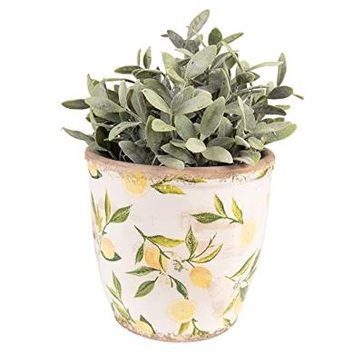 Clayre & Eef Bloempot Ø 17x16 cm Geel Keramiek Citroen Bloempot