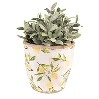 Clayre & Eef Bloempot Ø 17x16 cm Geel Keramiek Citroen Bloempot - thumbnail