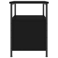 Nachtkastje 34x35,5x50 cm bewerkt hout zwart - thumbnail
