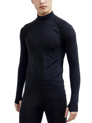 Thermoshirt heren lange mouw met rits - Core dry - Mannen baselary - Warm thermo ondergoed - L - Zwart - L - L - L - L - L - L - L - L - L