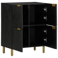 Dressoir 60x33x75 cm bewerkt hout zwart - thumbnail