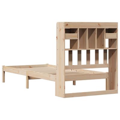 Bed met boekenkast zonder matras massief grenenhout 75x190 cm