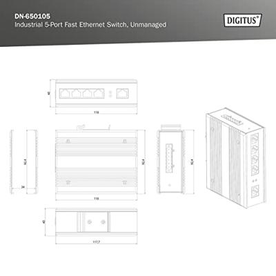Digitus DN-650105 Industrial Ethernet Switch 5 poorten 10 / 100 MBit/s Digitus DN-650105 Industrial Ethernet Switch 5 poorten 10 / 100 MBit/s