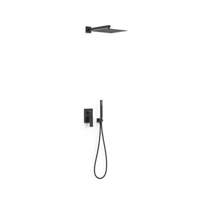 Regendoucheset Inbouw Tres Cuadro Exclusive Met Wandarm en Handdoucheset met Staafhanddouche Mat Zwart Tres