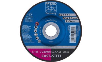 PFERD TOOLS 62212747 E 125-7 ZIRKON SG CAST+STEEL Afbraamschijf gebogen Diameter 125 mm Boordiameter 22.23 mm Grijs/grauw sferoïdisch gietijzer, Staal, Gegoten