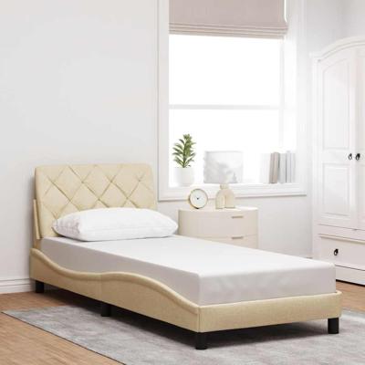 Bedframe zonder matras 80x200 cm stof crèmekleurig