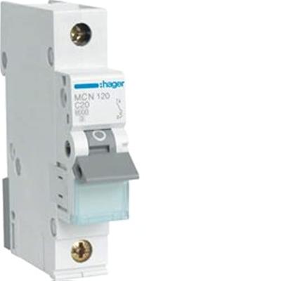 Hager MCN120 MCN120 Zekeringautomaat 1-fasig 20 A 230 V, 400 V Hager MCN120 MCN120 Zekeringautomaat 1-fasig 20 A 230 V, 400 V