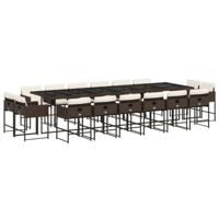 17-delige Tuinset met kussens poly rattan bruin - thumbnail