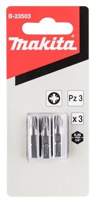 Makita Accessoires Schroefbit PZ3x25mm 3 stuks - B-23503 Makita Accessoires Schroefbit PZ3x25mm 3 stuks - B-23503