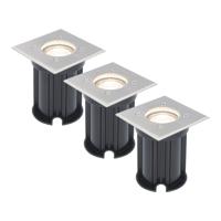 Set van 3 LED Grondspots vierkant buiten - Dimbaar - GU10 - 4000K neutraal wit - 4 Watt 345 Lumen - Tuinspot - Oprit - RVS - IP64 Waterdicht - thumbnail