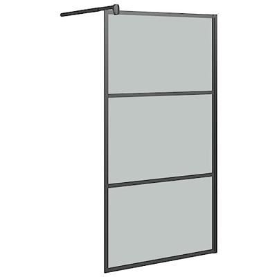 Inloopdouchewand 100x195 cm donker ESG-glas zwart