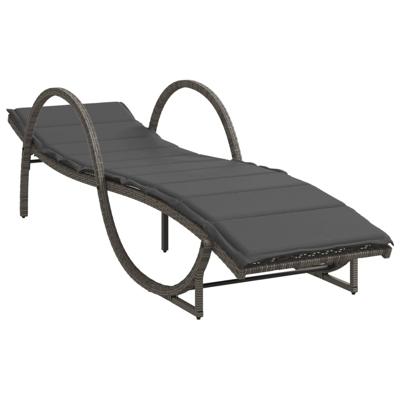 Ligbedden 2 st met kussens poly rattan grijs - thumbnail