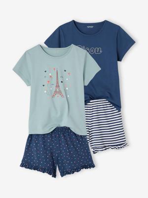 Set van 2 pyjamabroeken BASICS voor meisjes marineblauw