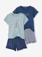 Set van 2 pyjamabroeken BASICS voor meisjes marineblauw - thumbnail