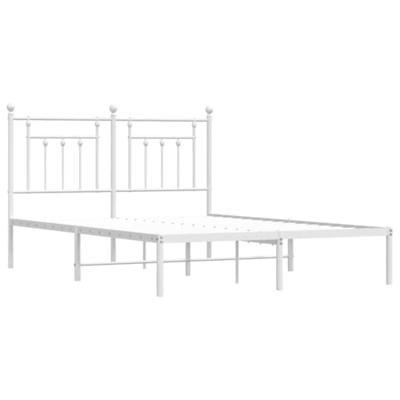 Bedframe met hoofdbord metaal wit 140x190 cm - thumbnail