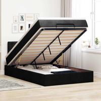 Ottoman bed met matras en LED's 120x200 cm stof zwart - thumbnail