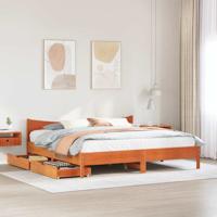 Bedframe met lades massief grenenhout wasbruin 200x200 cm - thumbnail