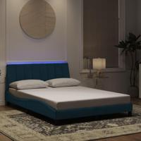 Bedframe met LED zonder matras "Hanko" fluweel blauw 140x200 cm - thumbnail