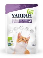 Yarrah Biologisch kattenvoer in saus, 14 x 85 g, gourmet filets in gelei met kalkoen, van 100% biologische teelt, zakje voor vochtige voeding voor alle volwassen kattenrassen - thumbnail