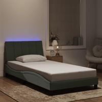 Bedframe met LED zonder matras "Hanko" fluweel lichtgrijs 100x200 cm - thumbnail
