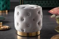 Design kruk MODERN BAROK 37cm edel grijs goud fluweel Chesterfield - 40731 - thumbnail