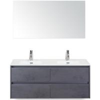 Dante Badmeubelset 120 cm - 4 Laden Beton Antraciet - Keramische Wastafel Wit Cover met Spiegel - thumbnail
