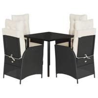 5-delige Tuinset met kussens poly rattan zwart - thumbnail