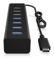 ICY BOX IB-HUB1700-C3 USB 3.0 (3.1 Gen 1) Type-C 5000Mbit/s Zwart hub & concentrator - thumbnail