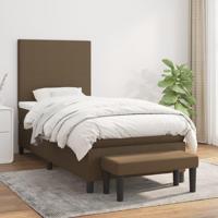 Boxspring met matras stof donkerbruin 90x190 cm - thumbnail