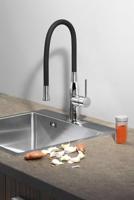 Keukenmengkraan Sapho Sili 1-hendel 47.5 cm met Siliconen Uitloop Chroom Zwart - thumbnail
