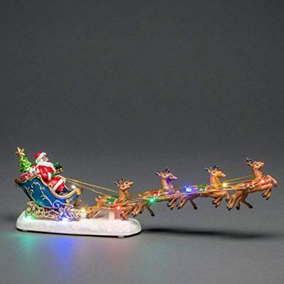 Kerstfiguur voor binnen - Kerstman in een slee met rendieren - 10 LEDs - 14 x 36 cm - Meerkleurig - Werkt op batterijen - Kerstverlichting Kerstfiguur voor binnen - Kerstman in een slee met rendieren - 10 LEDs - 14 x 36 cm - Meerkleurig - Werkt op batterijen - Kerstverlichting