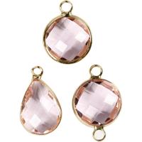 Creativ Company Sieradenhanger, h: 15-20 mm, gatgrootte 2 mm, lichtroze, 1 doos - thumbnail