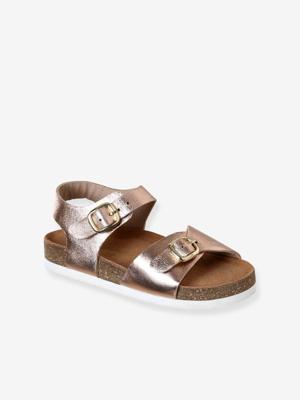 Leren sandalen met gespen lichtroze