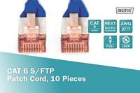 Digitus DK-1644-010-B-10 RJ45 Netwerkkabel, patchkabel CAT 6 S/FTP 1.00 m Blauw Folie afscherming, Afscherming totaal, Afgeschermd, Halogeenvrij, Simplex, - thumbnail