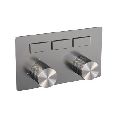 Brauer Brushed Carving - 3 Weg - Inbouwthermostaat - Drukknoppen - In/afbouwdelen - RVS Geborsteld PVD