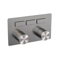 Brauer Brushed Carving - 3 Weg - Inbouwthermostaat - Drukknoppen - In/afbouwdelen - RVS Geborsteld PVD - thumbnail